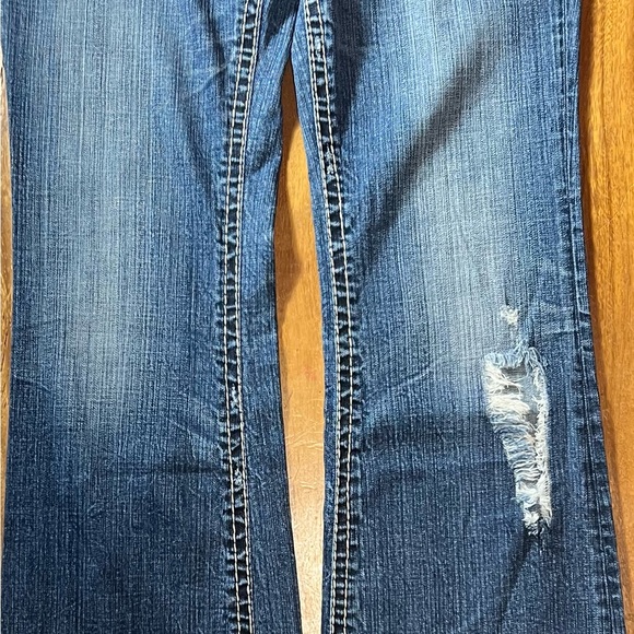 MEK New Mazatlan Bootcut Ladies Denim Buckle Lowrise Size 30/32 Waist 16 Flat - Picture 4 of 8